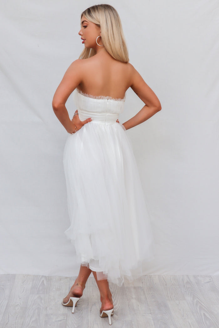 Maria Tulle Midi Dress - White - Runway Goddess