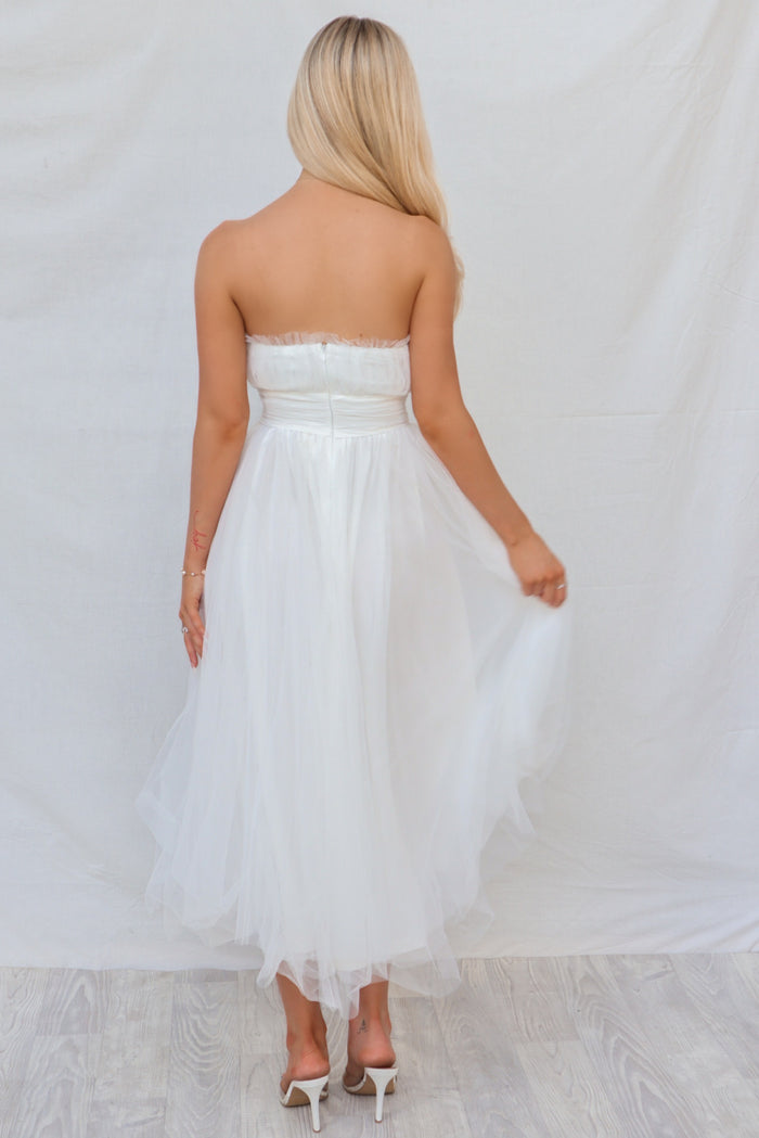 Maria Tulle Midi Dress - White - Runway Goddess