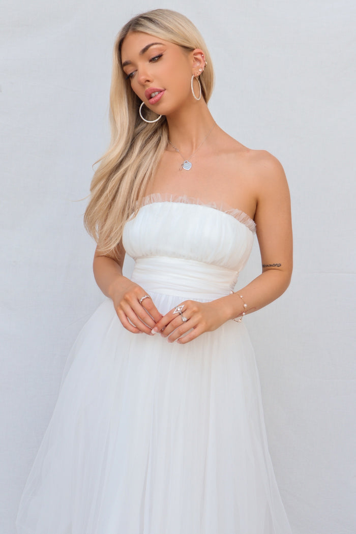 Maria Tulle Midi Dress - White - Runway Goddess