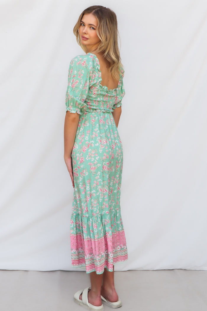 Marnie Midi Dress - Mint Floral - Runway Goddess