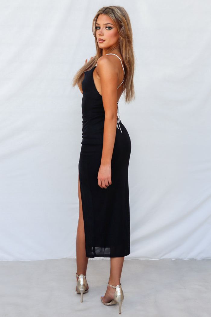 Marzia Maxi Dress - Black Shimmer - Runway Goddess