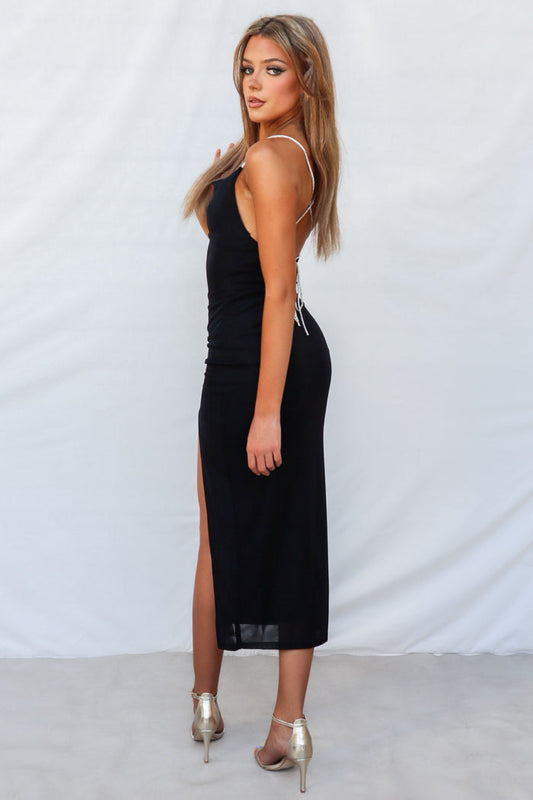 Marzia Maxi Dress - Black Shimmer - Runway Goddess