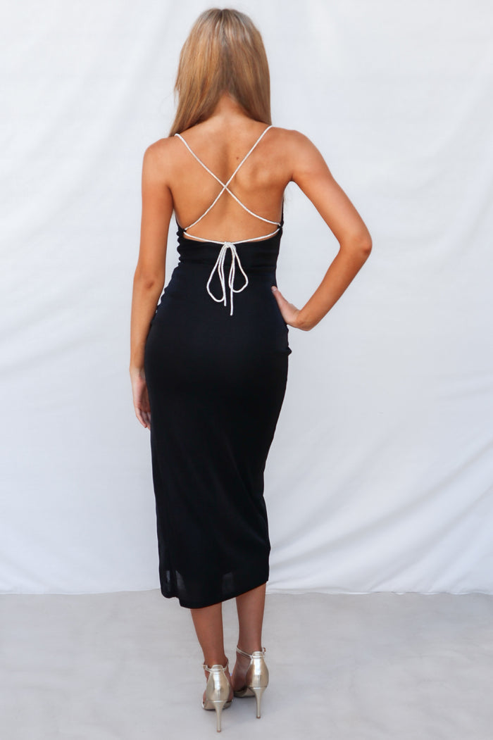 Marzia Maxi Dress - Black Shimmer - Runway Goddess