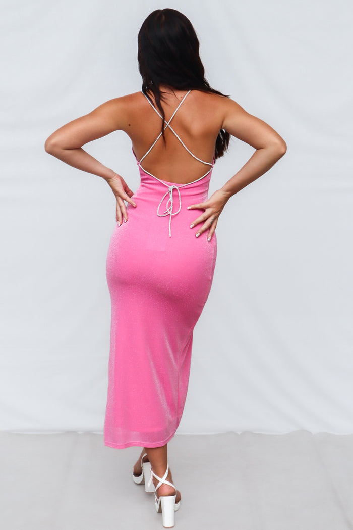 Marzia Maxi Dress - Hot Pink Shimmer - Runway Goddess