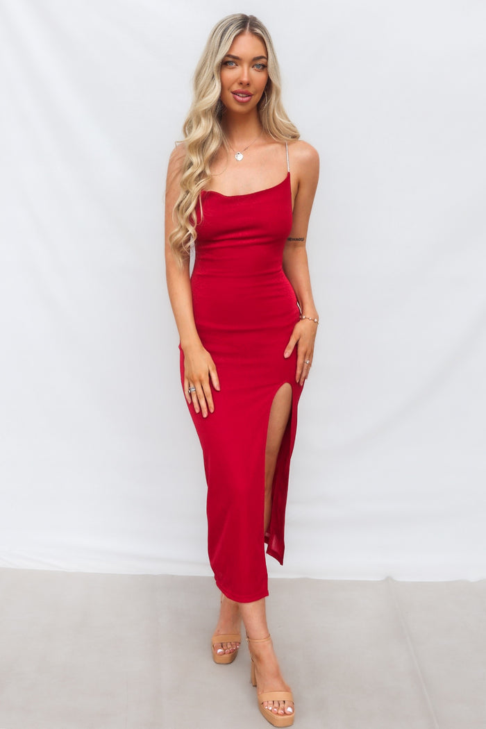 Marzia Maxi Dress - Red Shimmer - Runway Goddess
