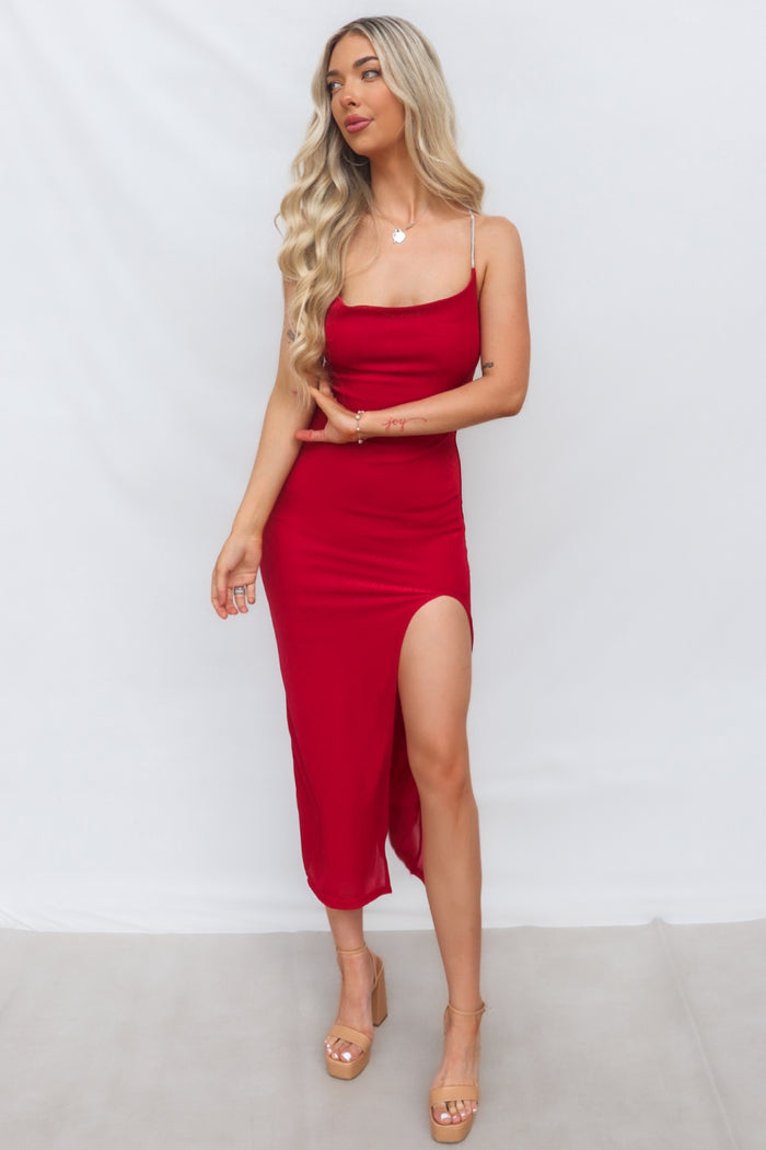 Marzia Maxi Dress - Red Shimmer - Runway Goddess