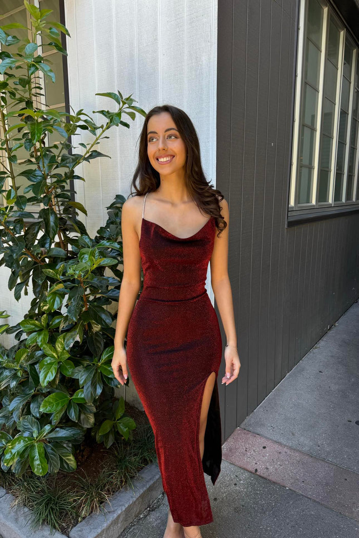 Marzia Maxi Dress - Wine Shimmer - Runway Goddess