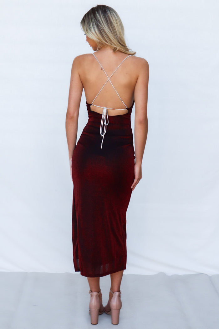 Marzia Maxi Dress - Wine Shimmer - Runway Goddess