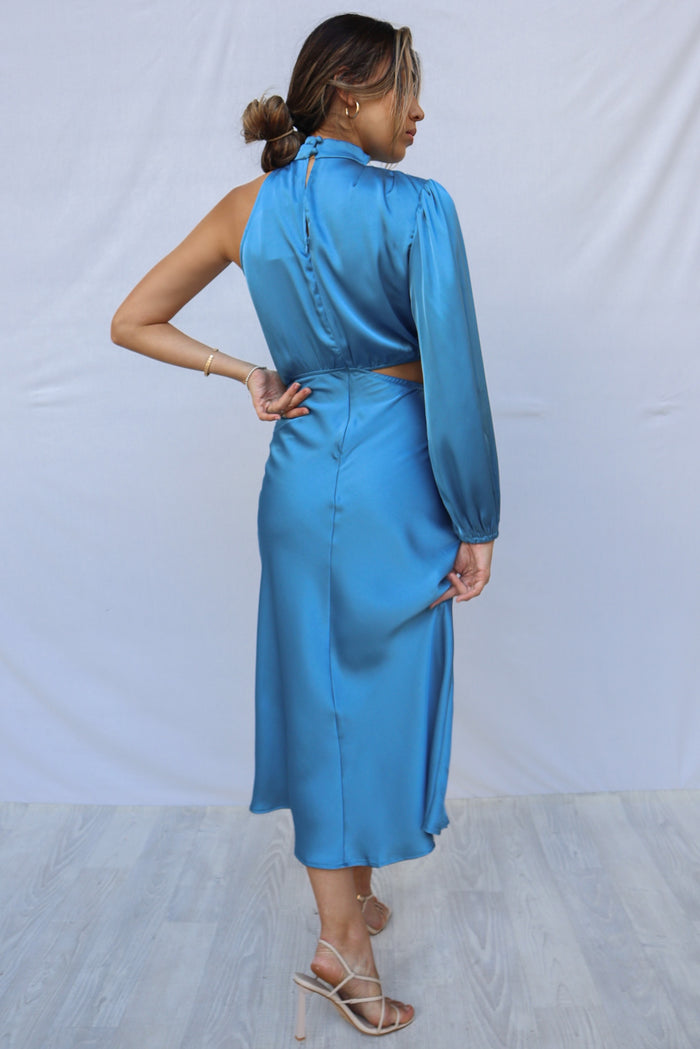 Melanie Midi Dress - Steel Blue - Runway Goddess