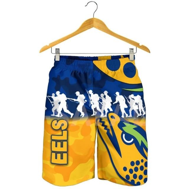 Mens Parramatta Eels 3D Printed Beach Shorts