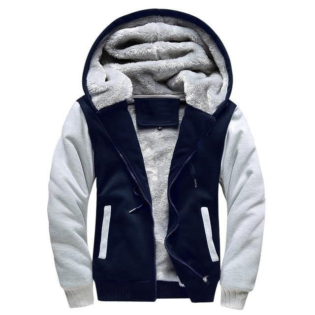 Mens Plus Size Big Hooded Thick Warm Fleece Jackets