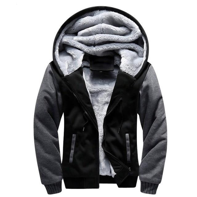 Mens Plus Size Big Hooded Thick Warm Fleece Jackets