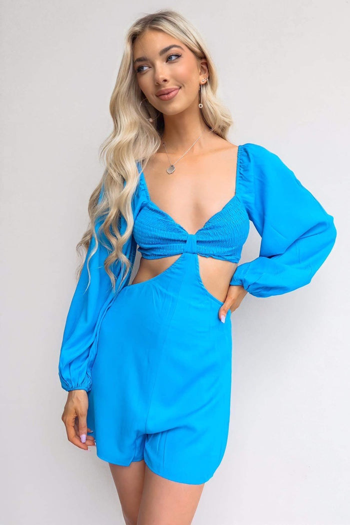Mila Playsuit - Blue - Runway Goddess