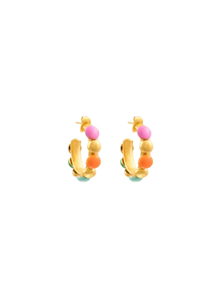 Earrings Sylvia Toledano Mini Creole Hoops Earrings Gold/Multi Enamel O/S Apoella