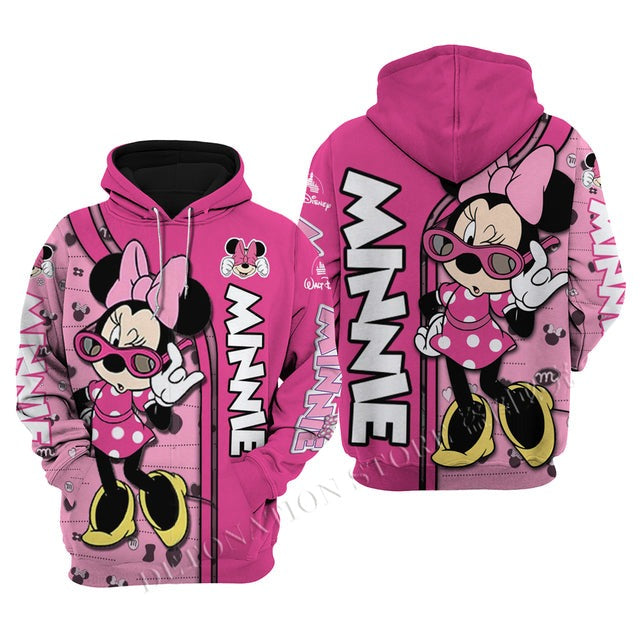 Minnie Mouse 3D Printed Flannelette Hoodies - Pink