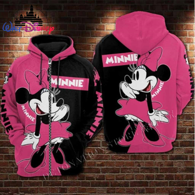 Minnie Mouse 3D Printed Flannelette Hoodies - Pink