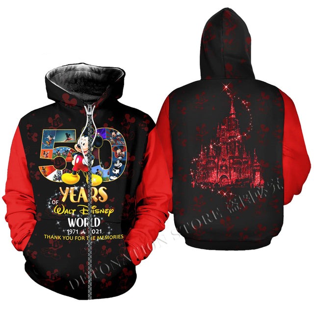 Minnie Mouse & Mickey Mouse 50 Years 3D Printed Flannelette Hoodies