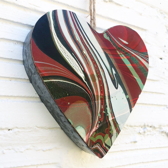 Mint & Ruby Leather Heart - No One Alike