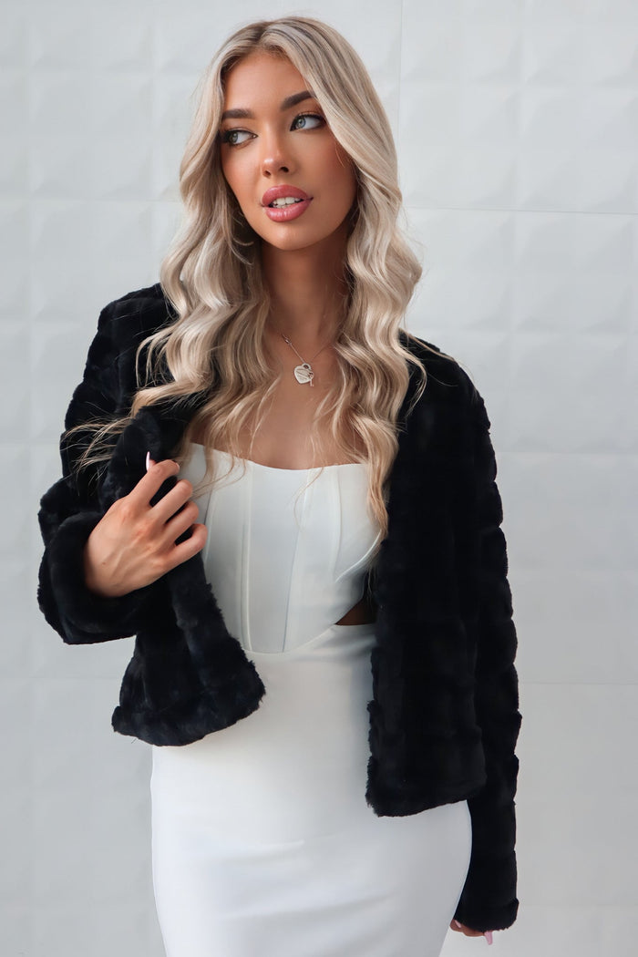 Misty Faux Fur Jacket - Black - Runway Goddess