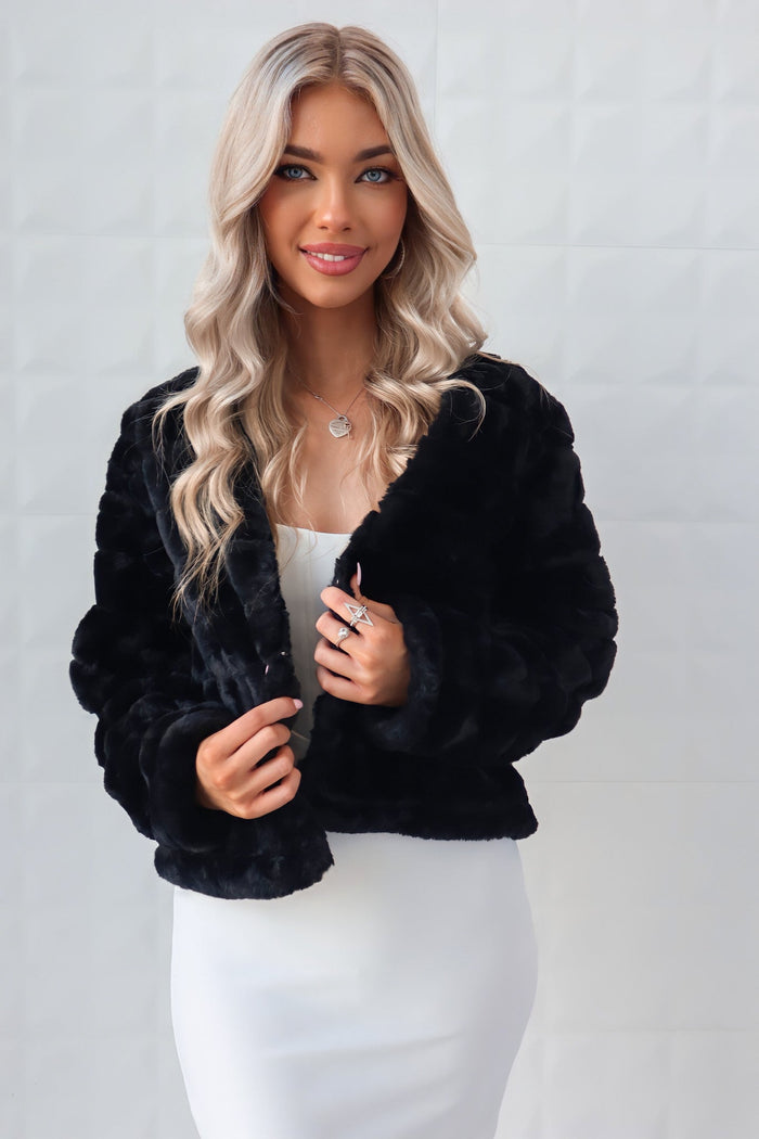Misty Faux Fur Jacket - Black - Runway Goddess