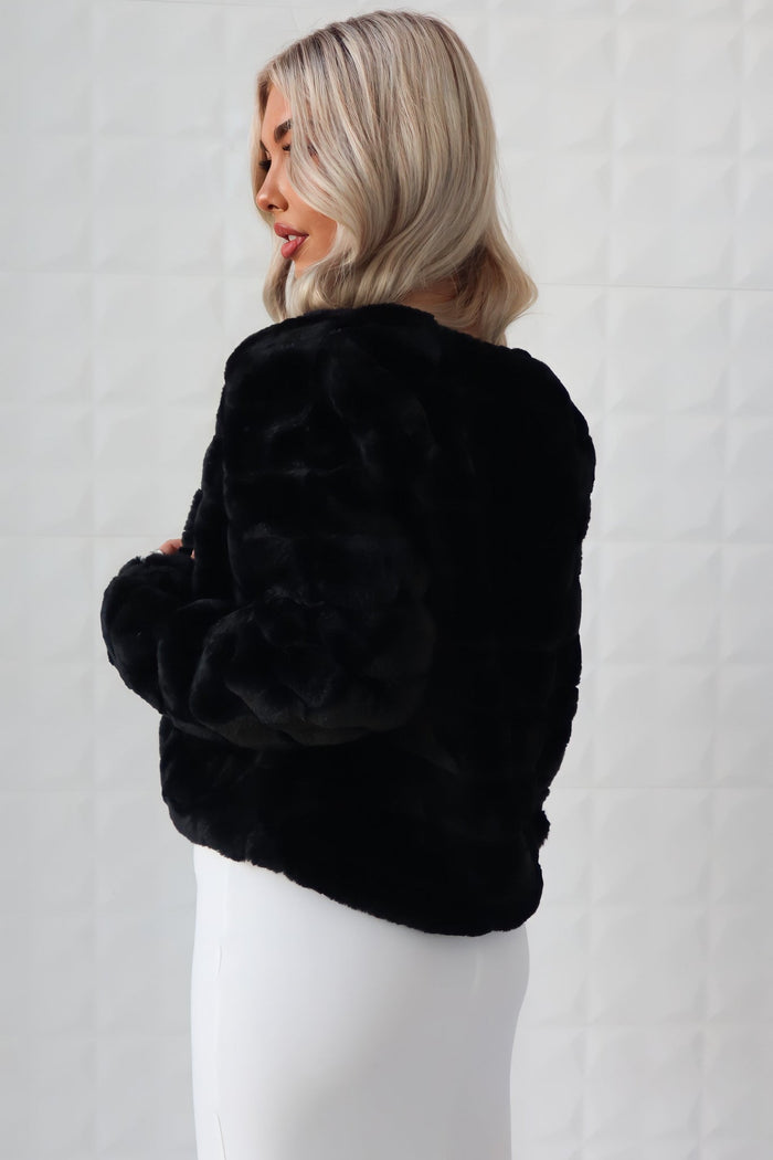 Misty Faux Fur Jacket - Black - Runway Goddess