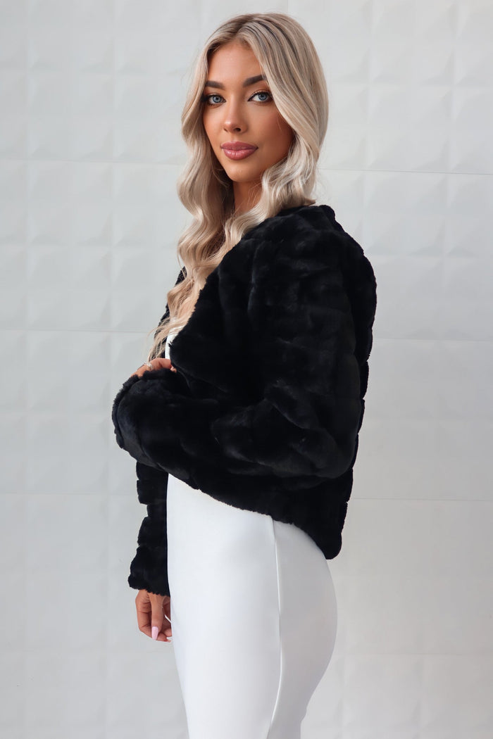 Misty Faux Fur Jacket - Black - Runway Goddess