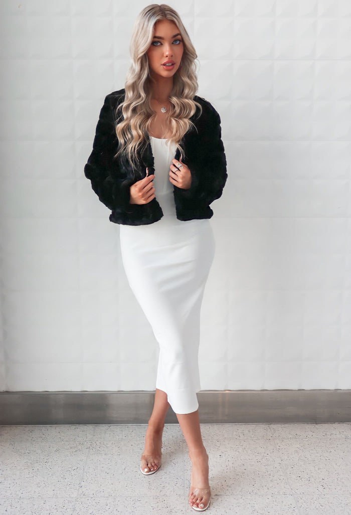 Misty Faux Fur Jacket - Black - Runway Goddess