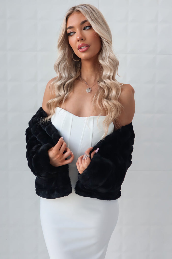 Misty Faux Fur Jacket - Black - Runway Goddess