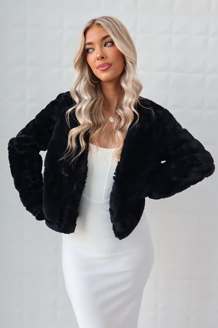Misty Faux Fur Jacket - Black - Runway Goddess