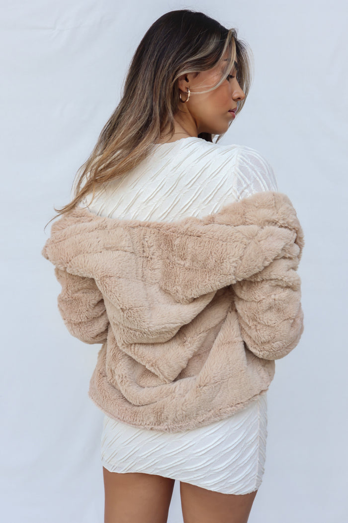Misty Faux Fur Jacket - Cream - Runway Goddess