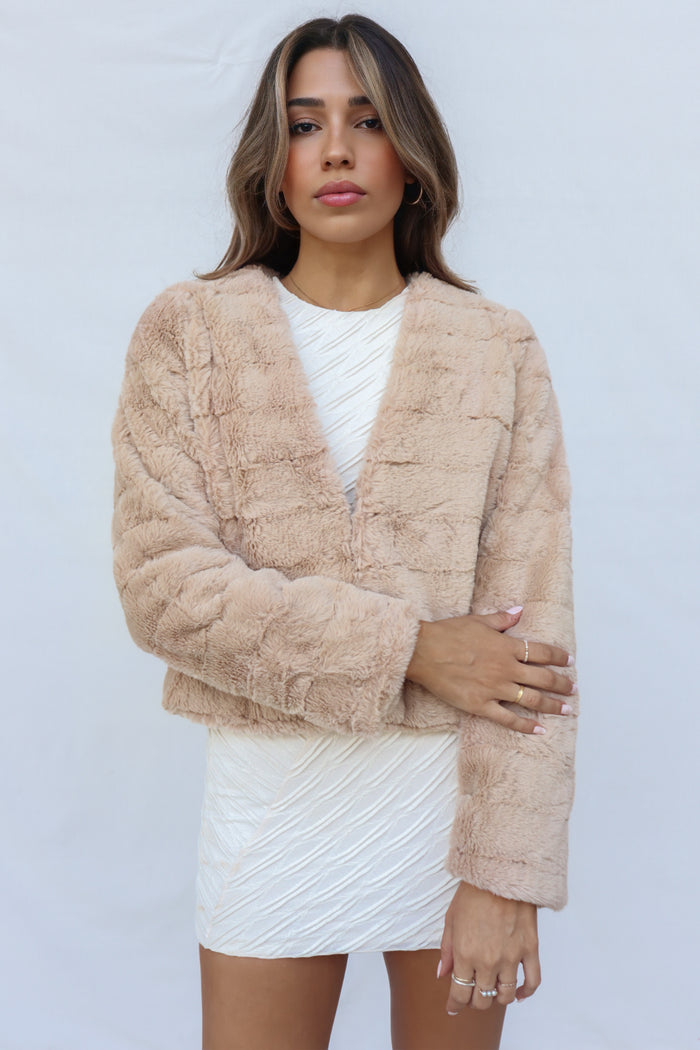 Misty Faux Fur Jacket - Cream - Runway Goddess