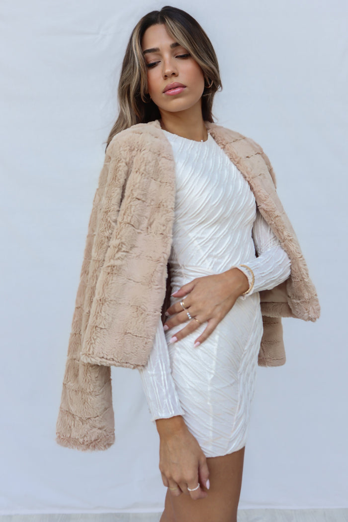 Misty Faux Fur Jacket - Cream - Runway Goddess