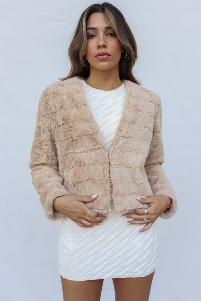 Misty Faux Fur Jacket - Cream - Runway Goddess