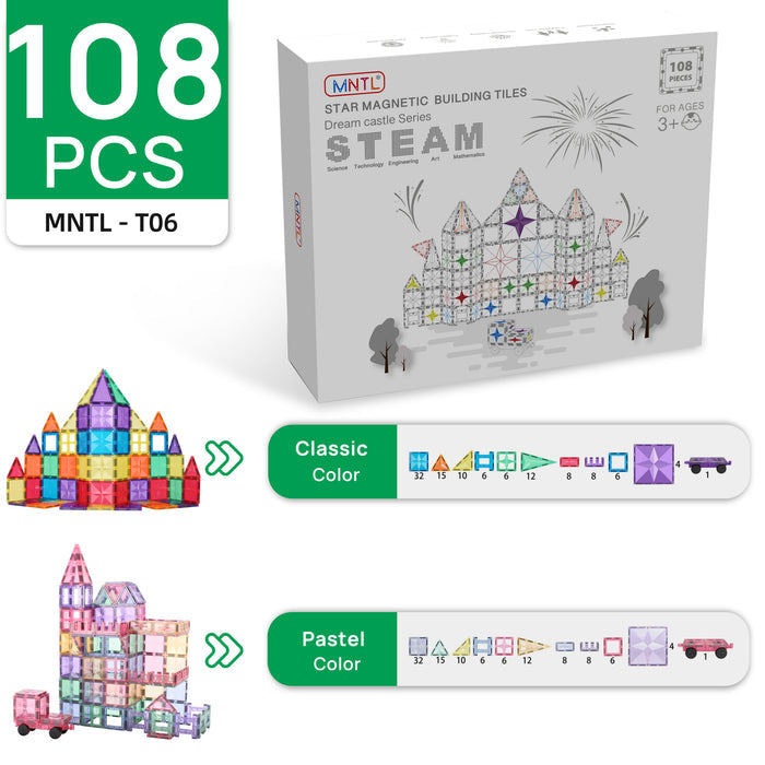 MNTL Pastal Magnetic Tile 108 Pcs