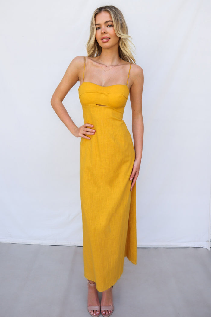 Mona Midi Dress - Yellow - Runway Goddess
