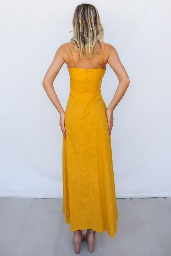 Mona Midi Dress - Yellow - Runway Goddess
