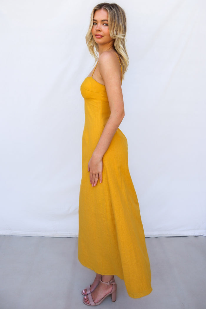 Mona Midi Dress - Yellow - Runway Goddess
