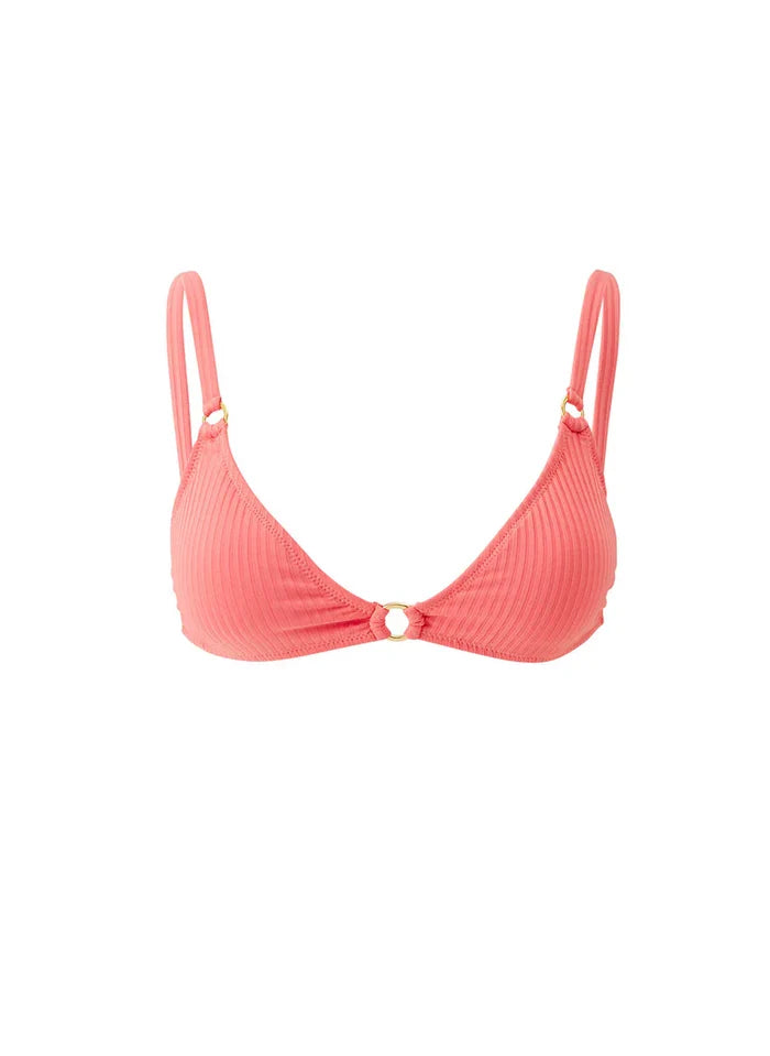 Swimwear Melissa Odabash Montenegro Over The Shoulder Ring Bikini Top Apricot Ribbed Apoella