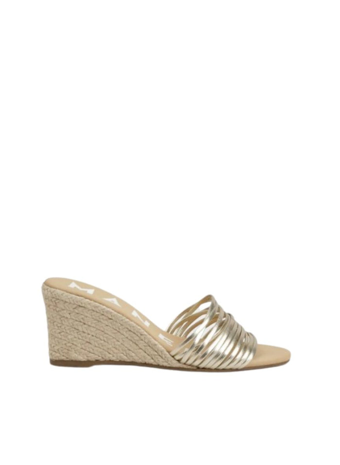 Wedges Manebi Multi Bands Mule Wedge Espadrilles Platinum Apoella