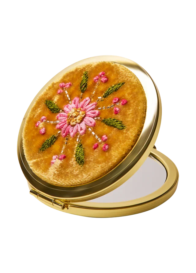 Mustard Flower Embroidered Mirror