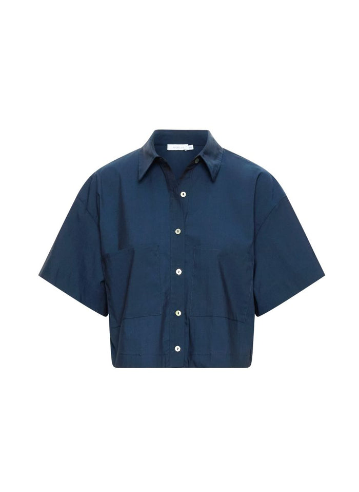 Shirts APOELLA Myrto Cropped Poplin Shirt Navy Apoella