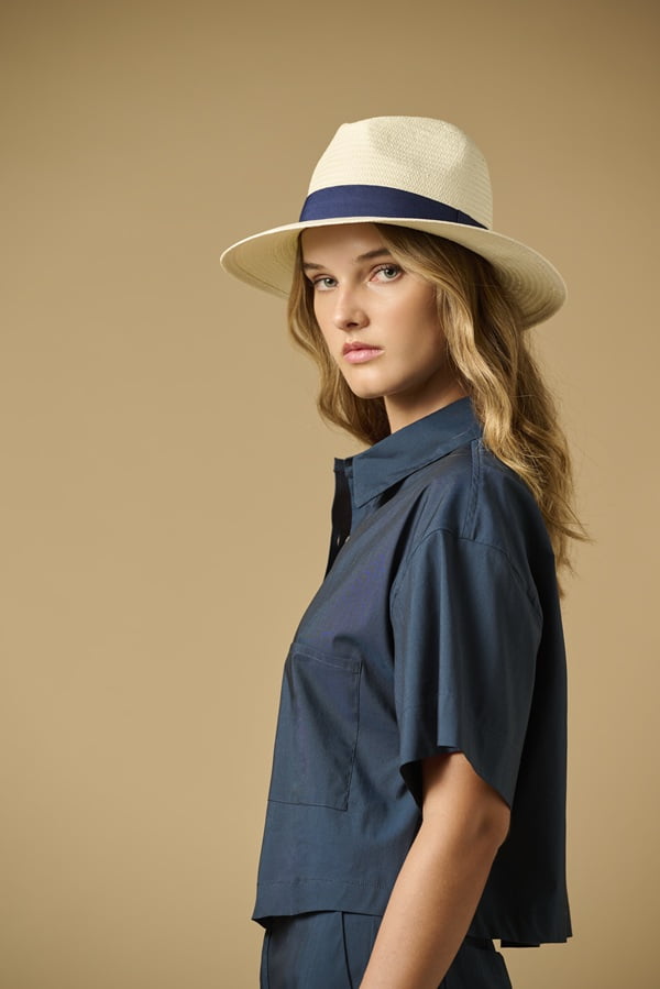 Shirts APOELLA Myrto Cropped Poplin Shirt Navy Apoella