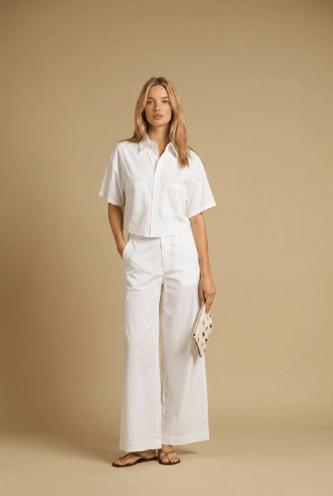 Shirts APOELLA Myrto Cropped Shirt White Apoella