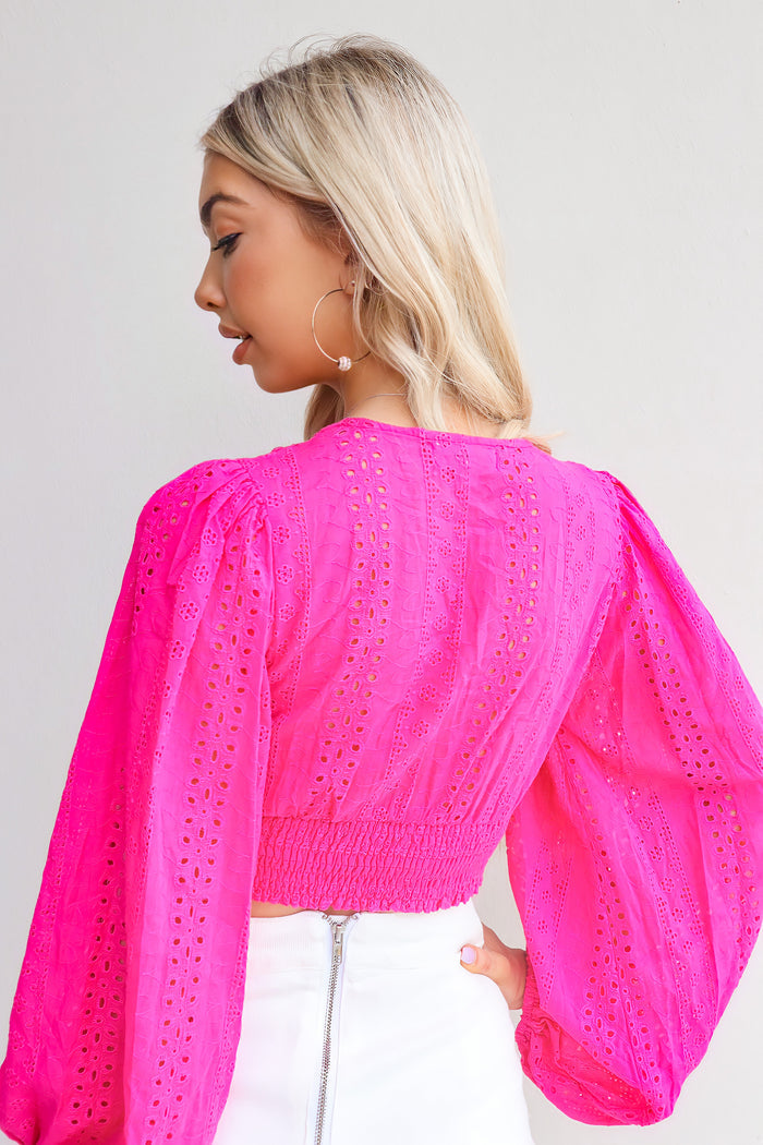 Nancy Top - Fuchsia Pink / Baby Blue - Runway Goddess