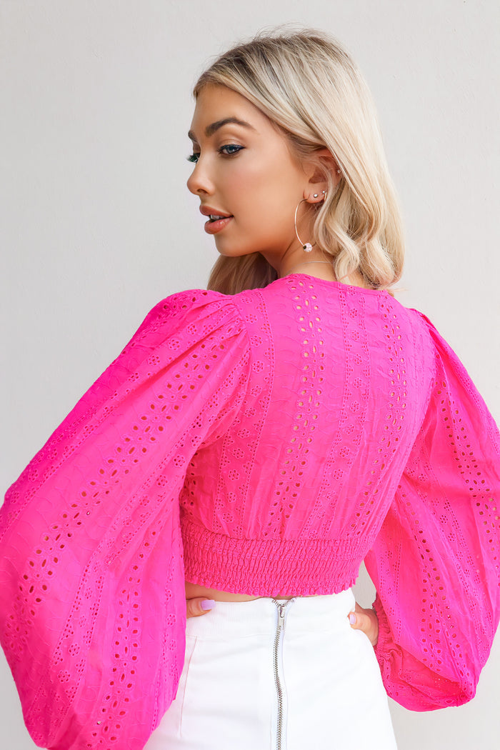 Nancy Top - Fuchsia Pink / Baby Blue - Runway Goddess
