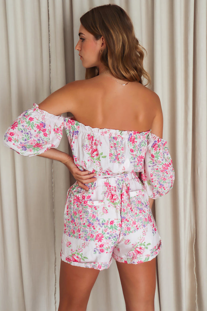 Narissa Playsuit - Pink Floral - Runway Goddess