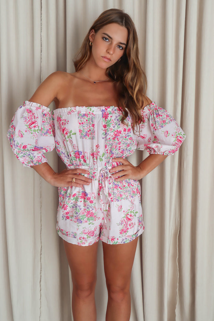Narissa Playsuit - Pink Floral - Runway Goddess