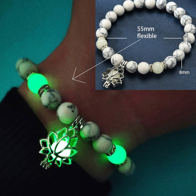 Natural Stones Luminous Glow In The Dark Bracelets With Charm