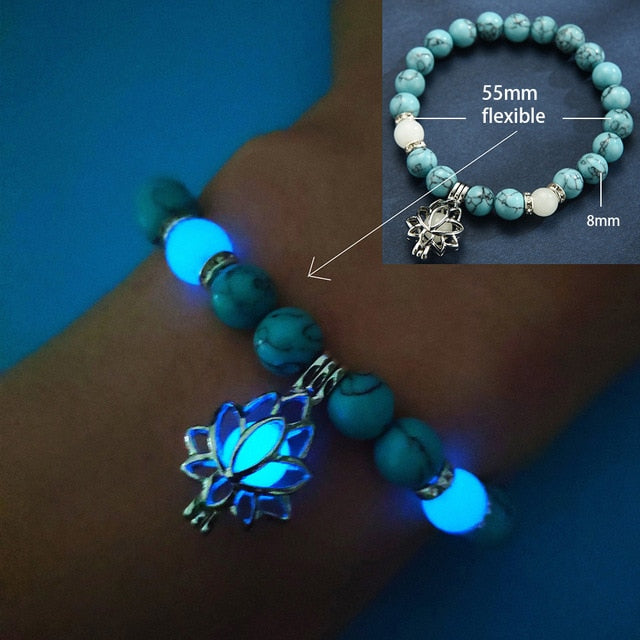 Natural Stones Luminous Glow In The Dark Bracelets With Charm