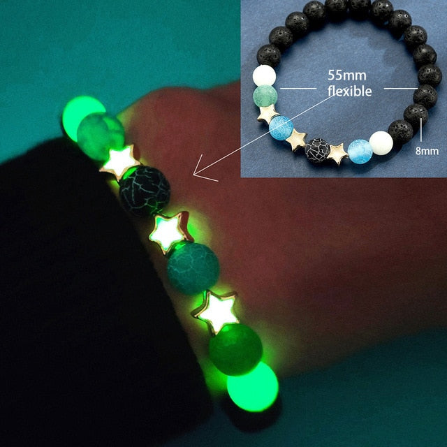 Natural Stones Luminous Glow In The Dark Bracelets With Charm